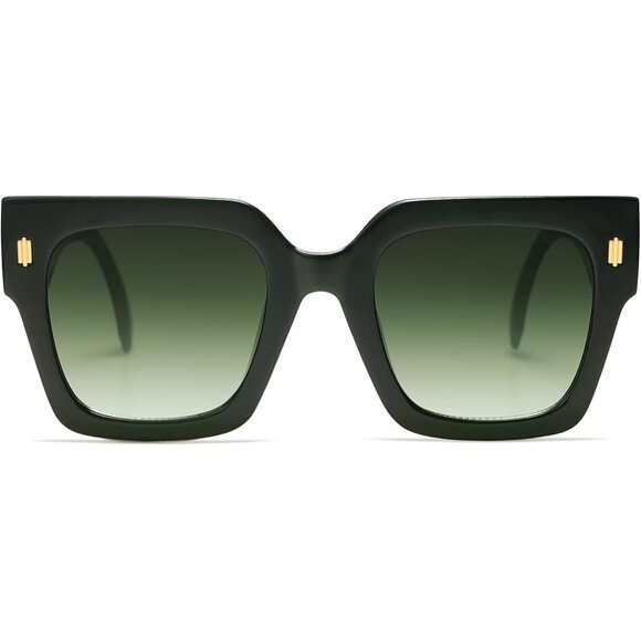 Women's Green Luxury Large Vintage Oversized Square Eyes Protecting Sunglasses - Picture 1 of 6